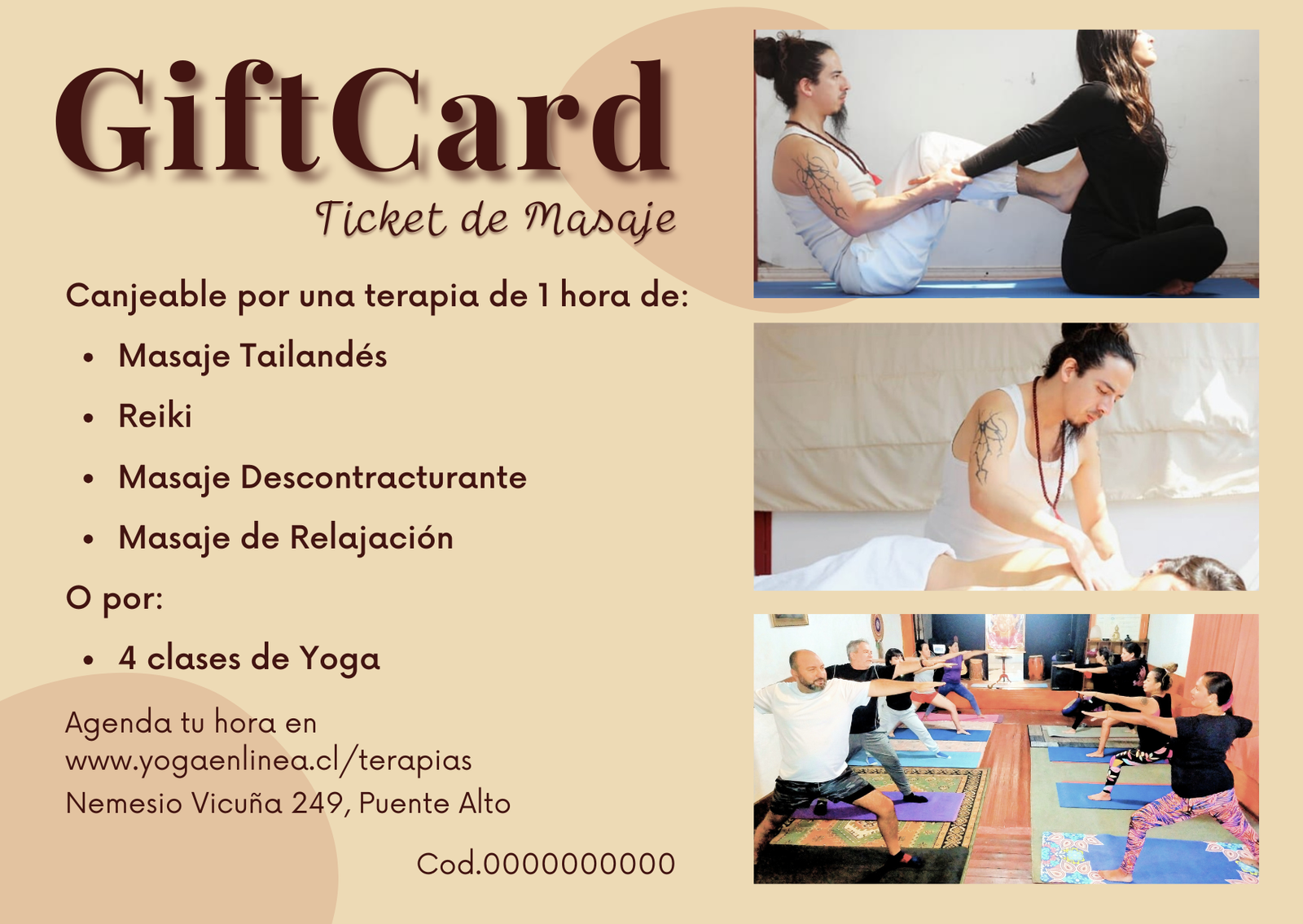 Giftcard de Masaje (descargable)