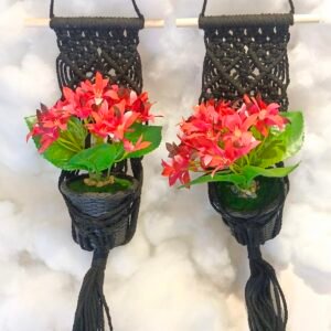 Mural colgante Crochet con Planta artificial