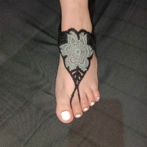 Sandalias Descalzas Crochet - negro y gris