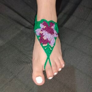 Sandalias Descalzas Crochet - violeta y verde